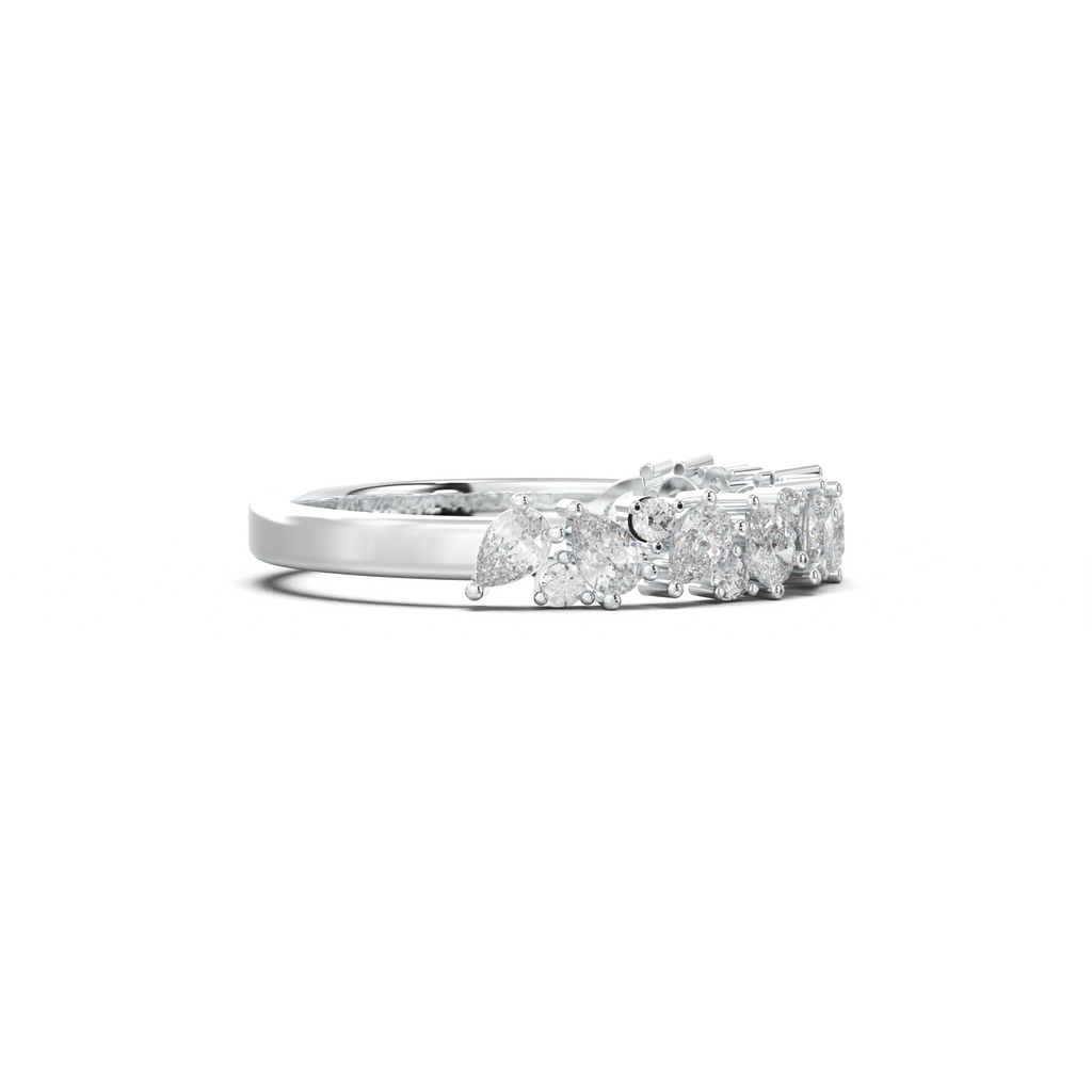 Alternating Pear & Round Half-Eternity Wedding Band
