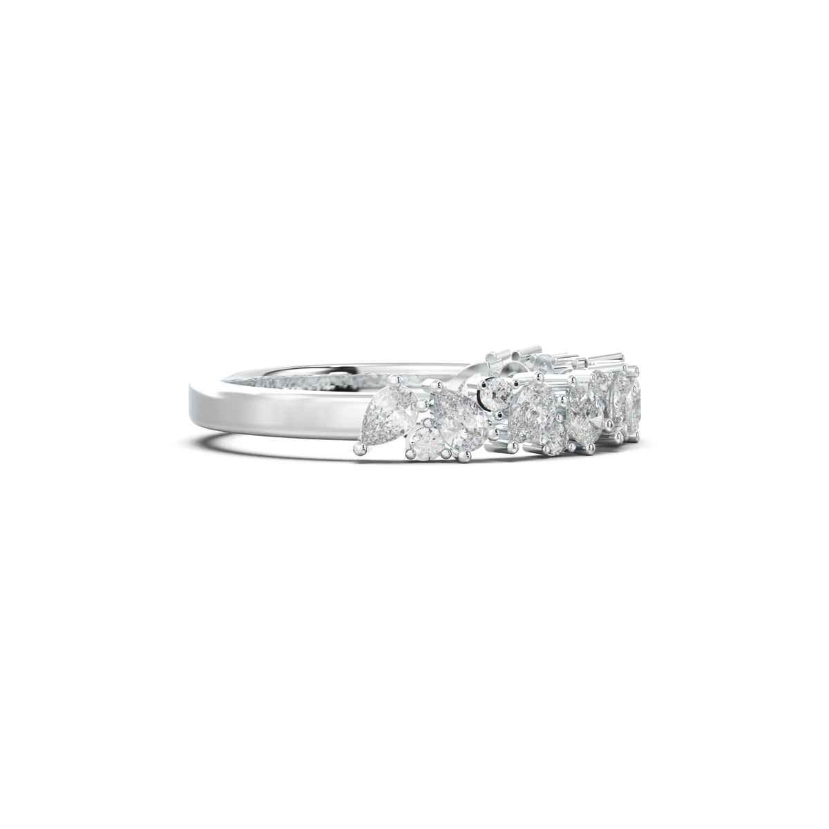 Alternating Pear & Round Half-Eternity Wedding Band
