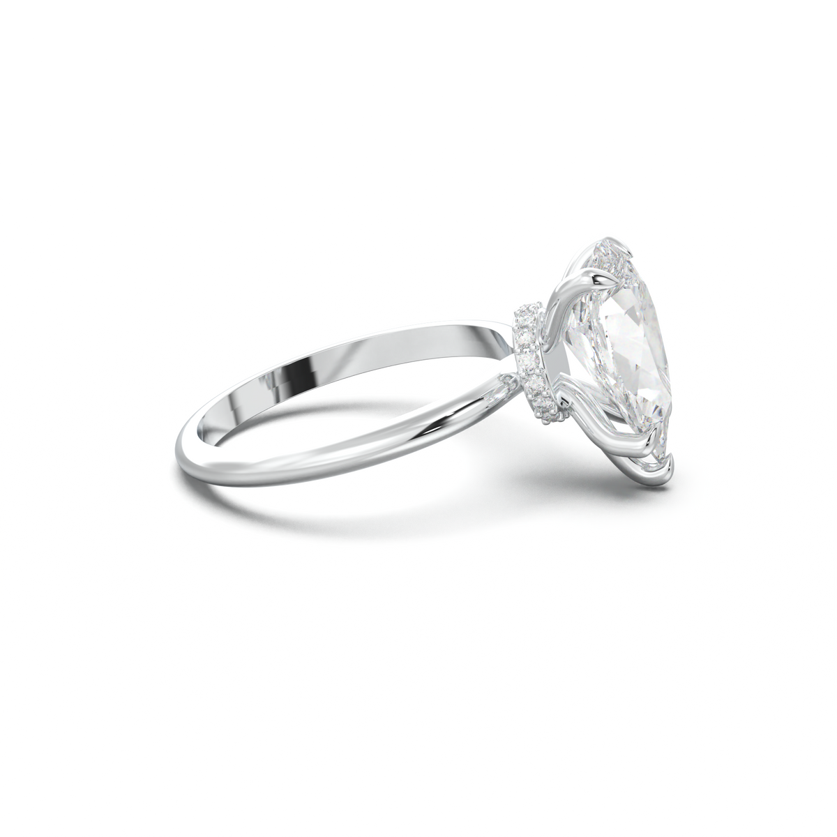 Pear Hidden Halo Engagement Ring