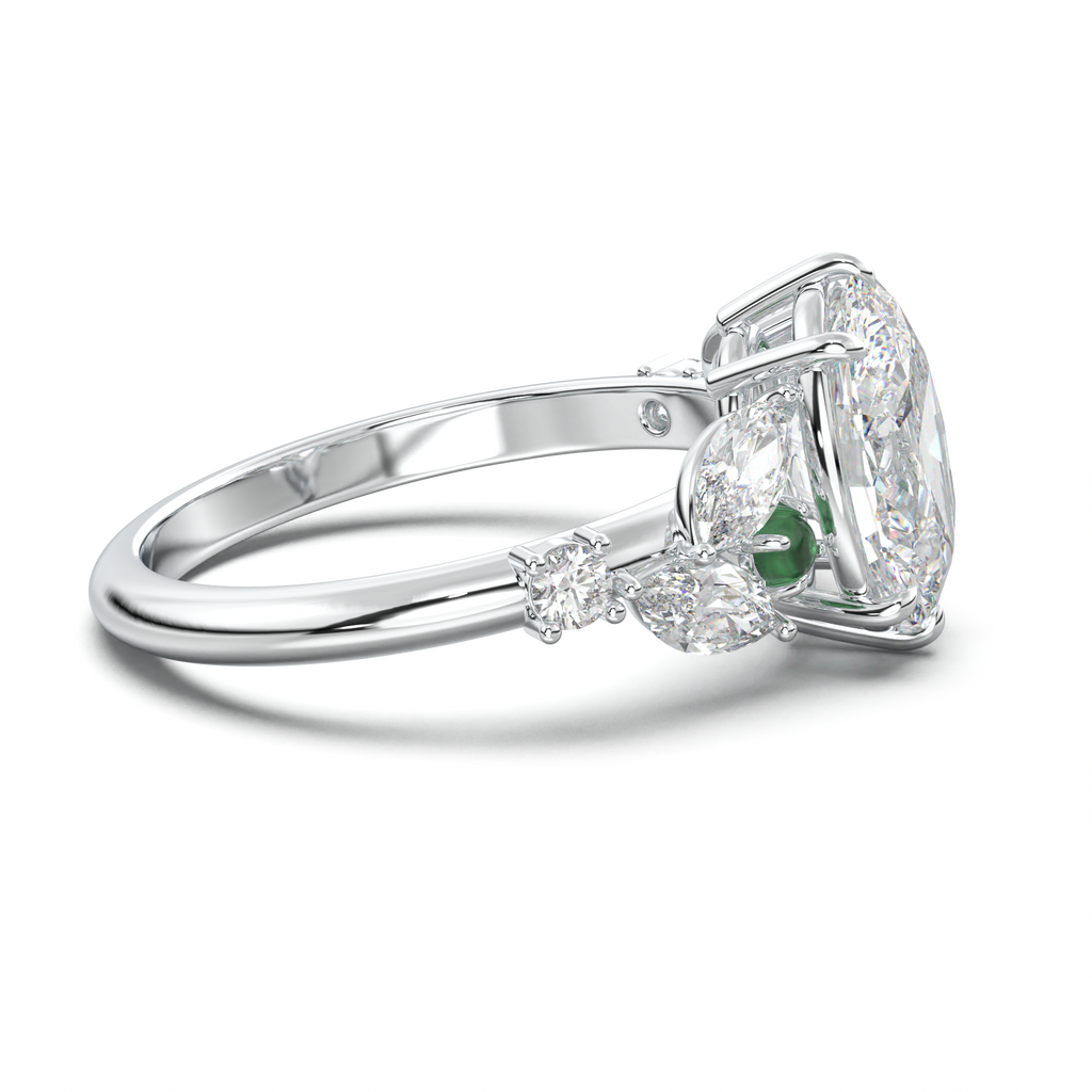 Oval Marquise-Accent Engagement Ring
