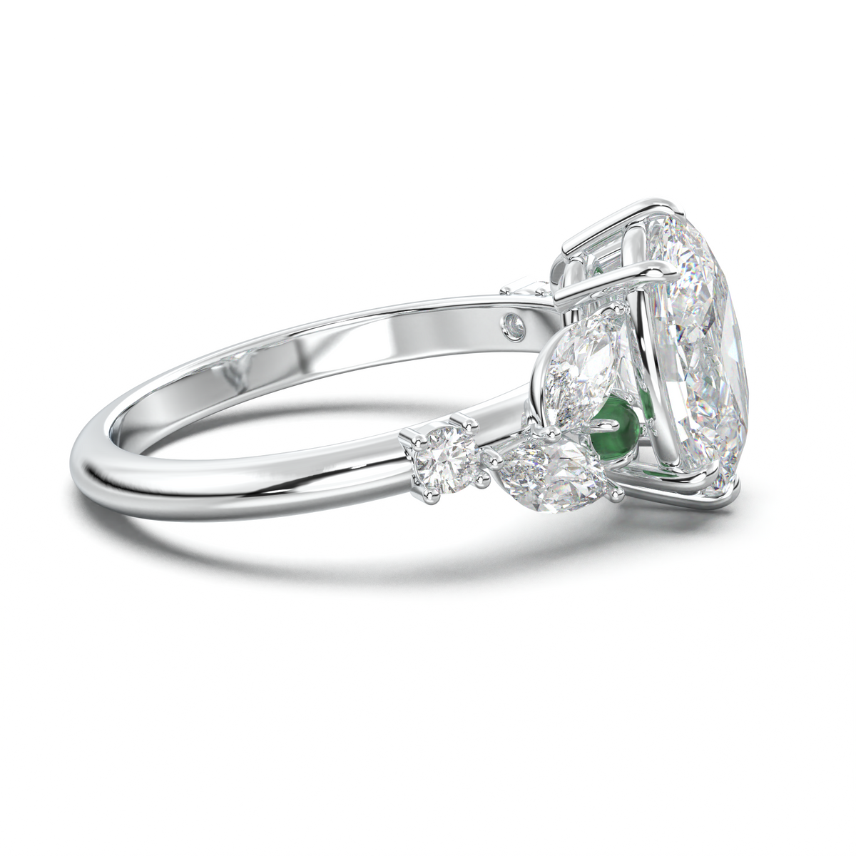 Oval Marquise-Accent Engagement Ring
