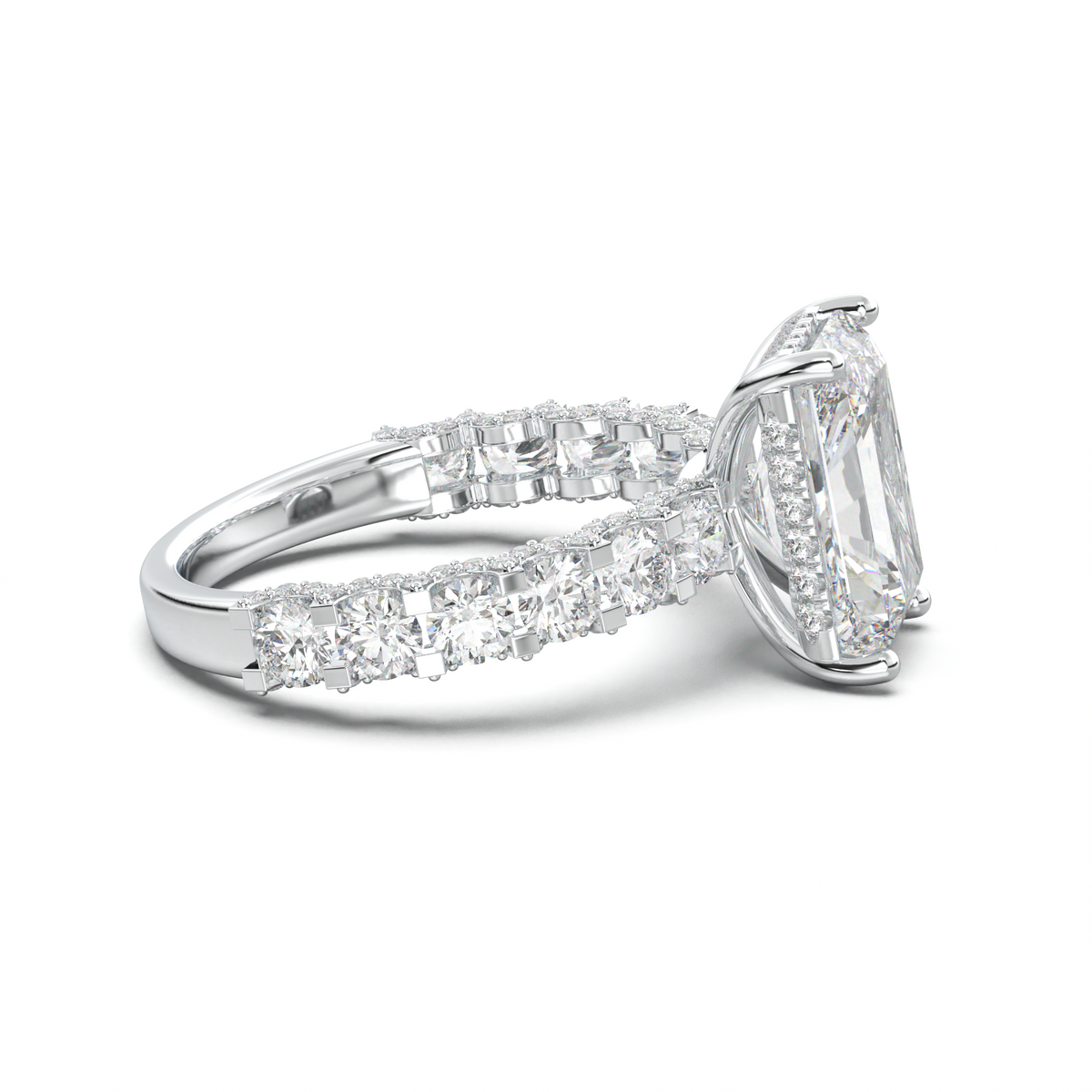 Radiant Diamond Band Engagement Ring
