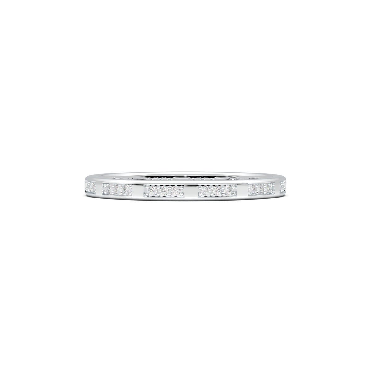 Geometric Round Diamond Wedding Band