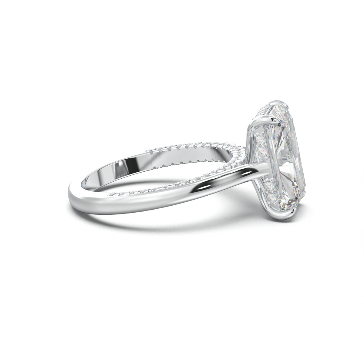 Radiant Pavé Hidden Halo Engagement Ring