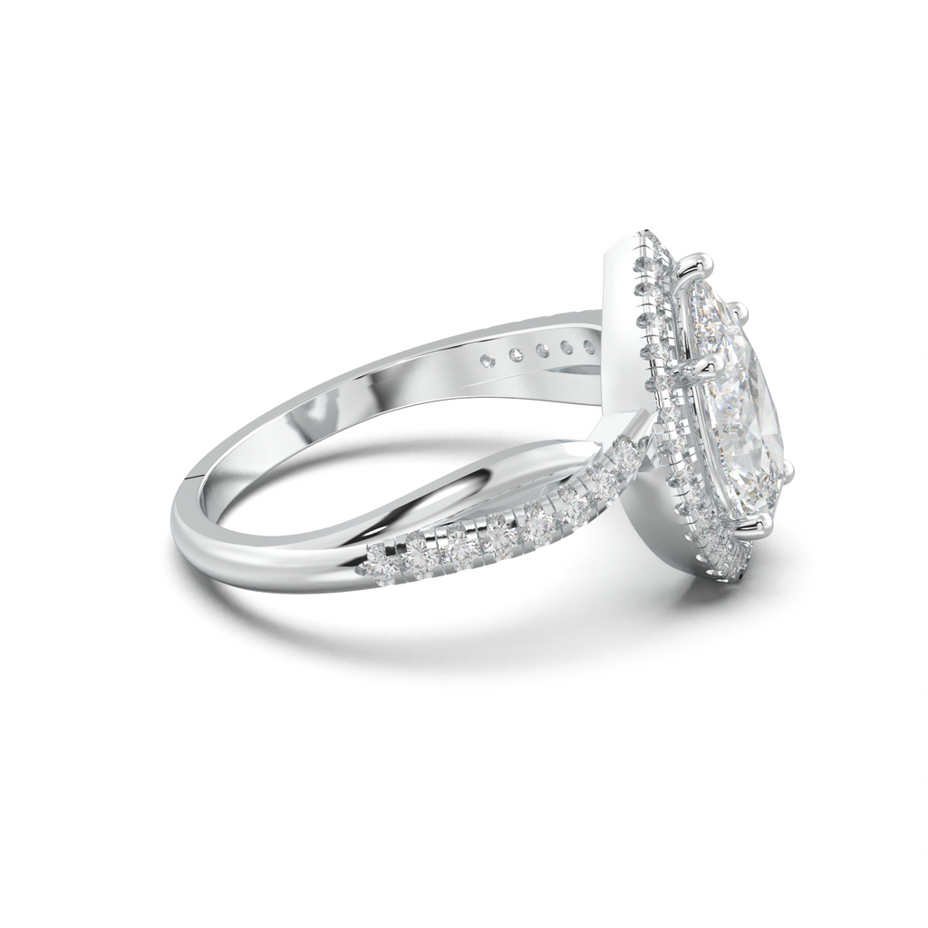 Pear Halo Twisted Pavé Engagement Ring