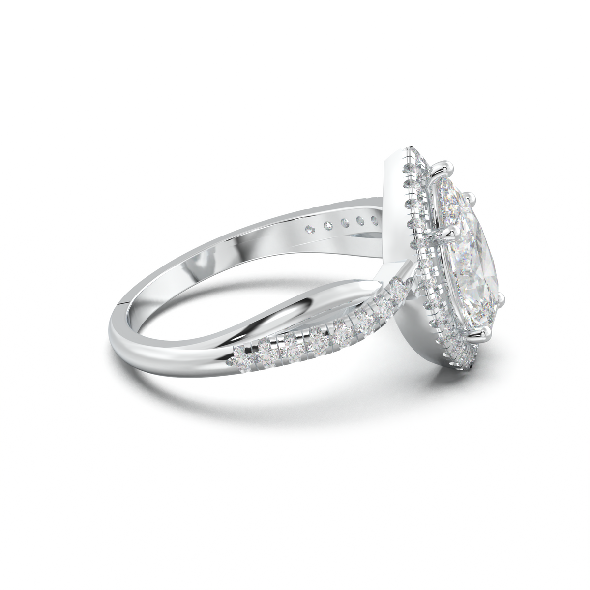 Pear Halo Twisted Pavé Engagement Ring
