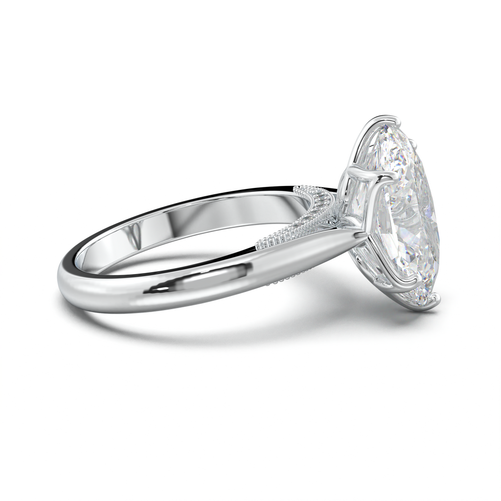 Oval Tulip Setting Hidden bridge Halo Engagement Ring