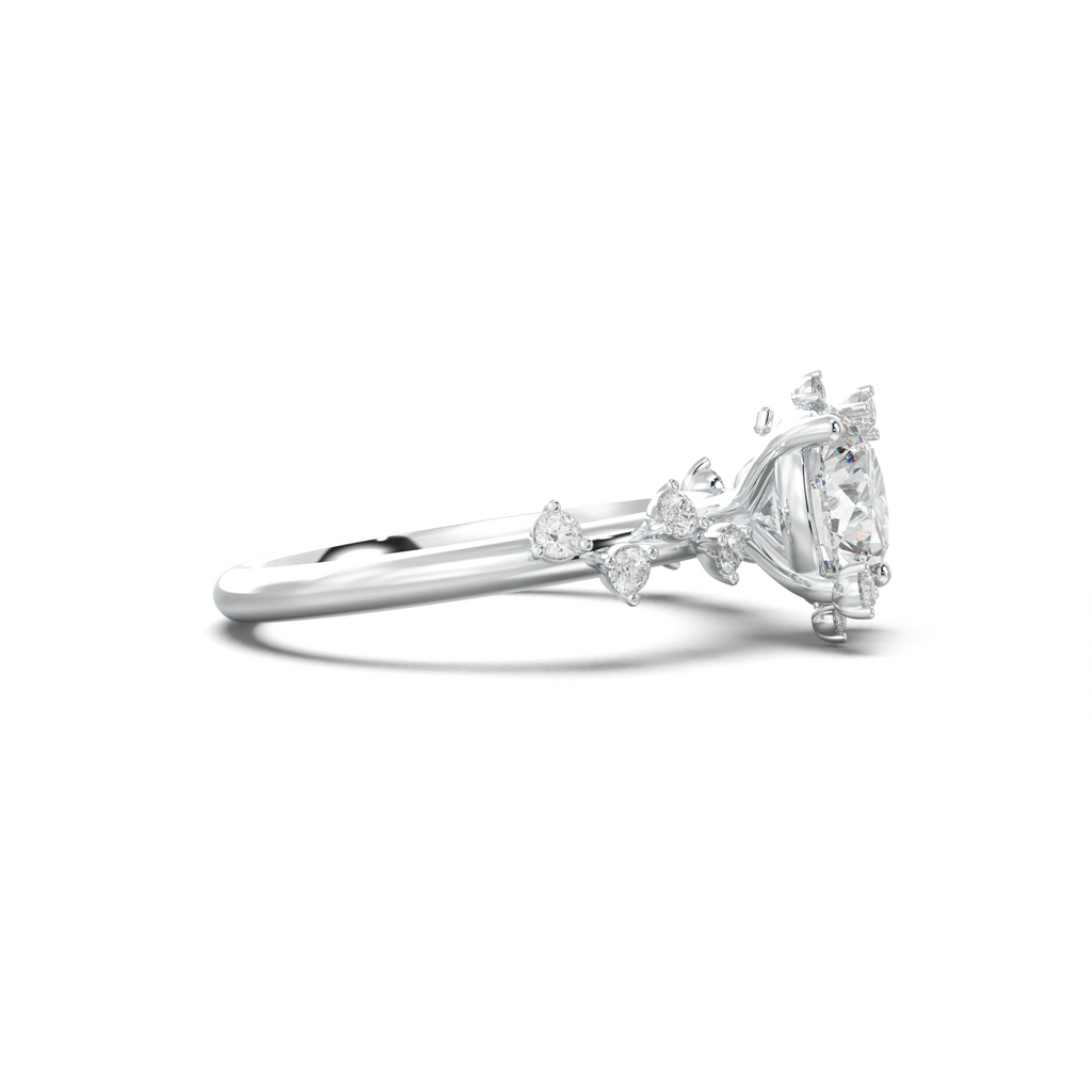 Round Botanical Accent Engagement Ring