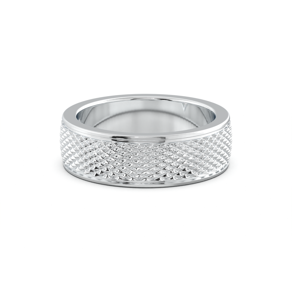 Diamond-Cut Textured Men's Wedding Band
