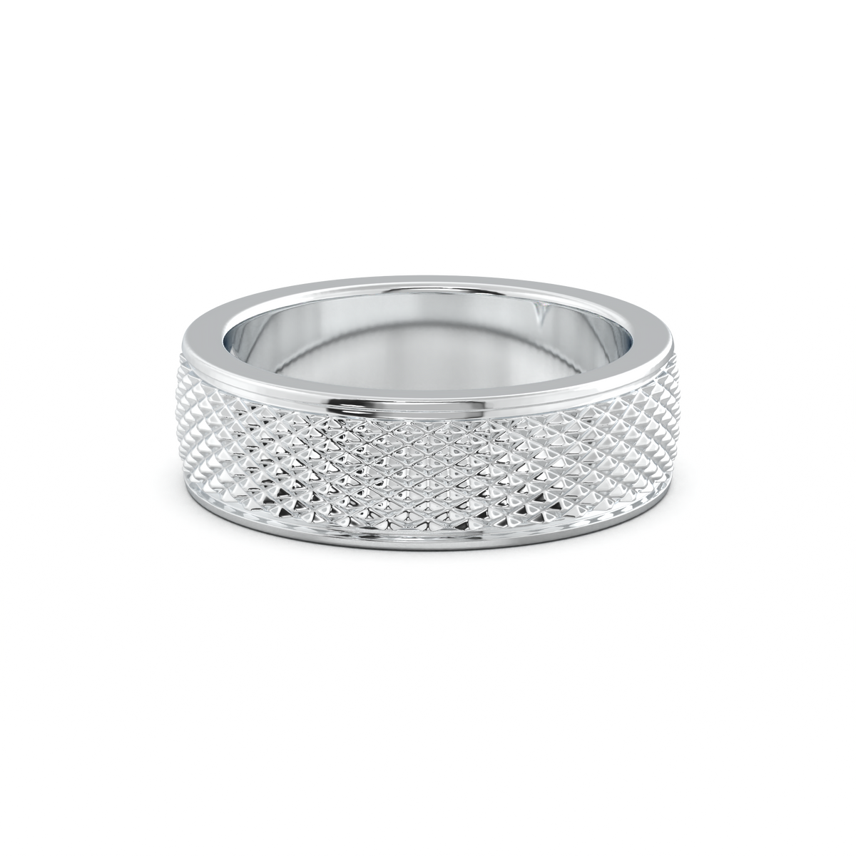 Diamond-Cut Textured Men's Wedding Band