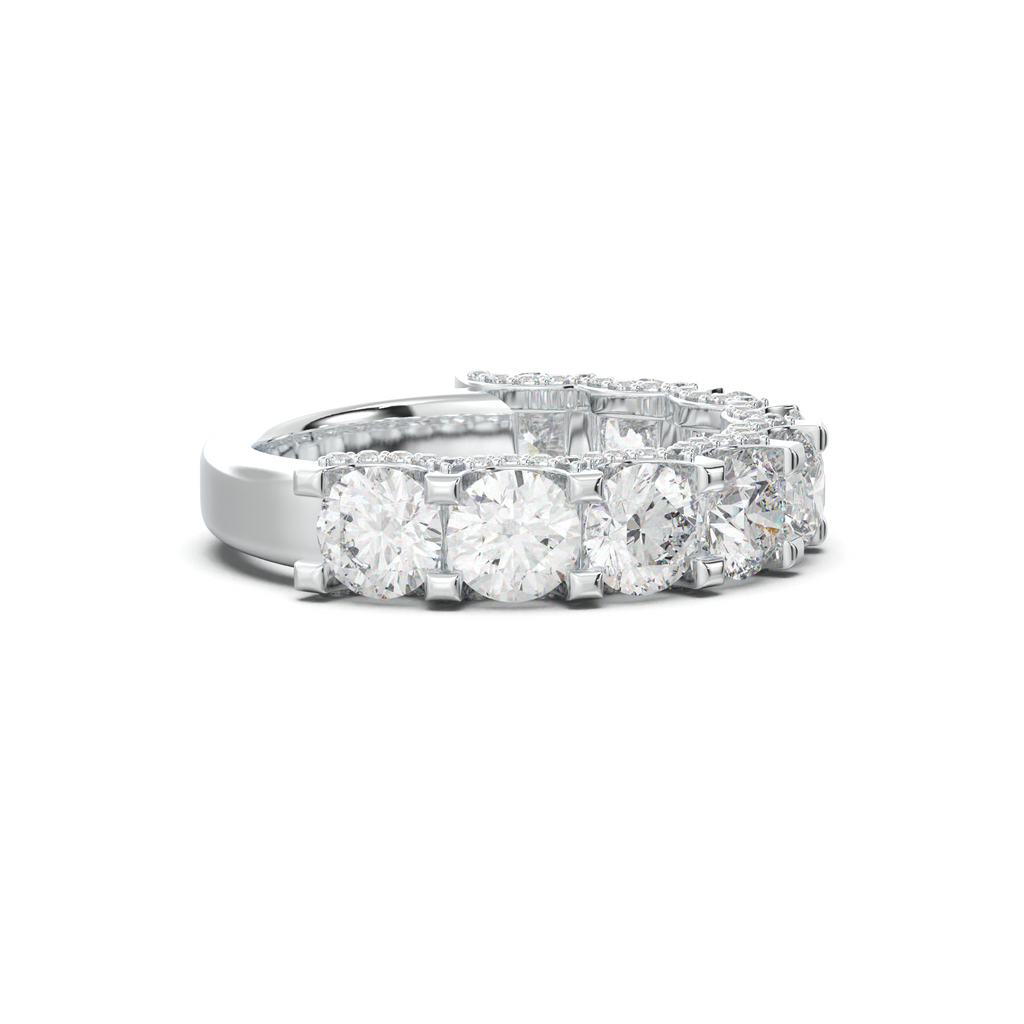 Round Diamond Pavé-Edge Wedding Band
