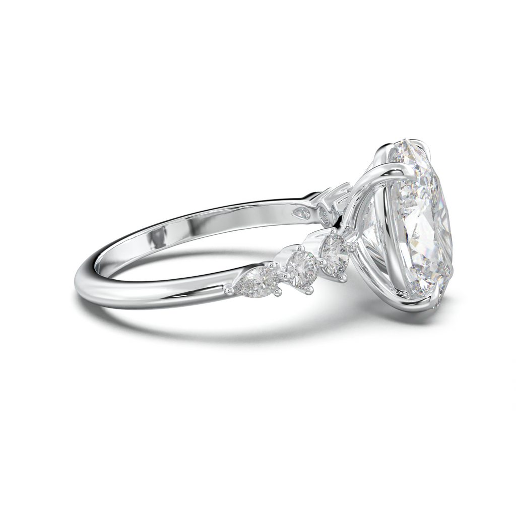 Oval Pear-Accent Engagement Ring