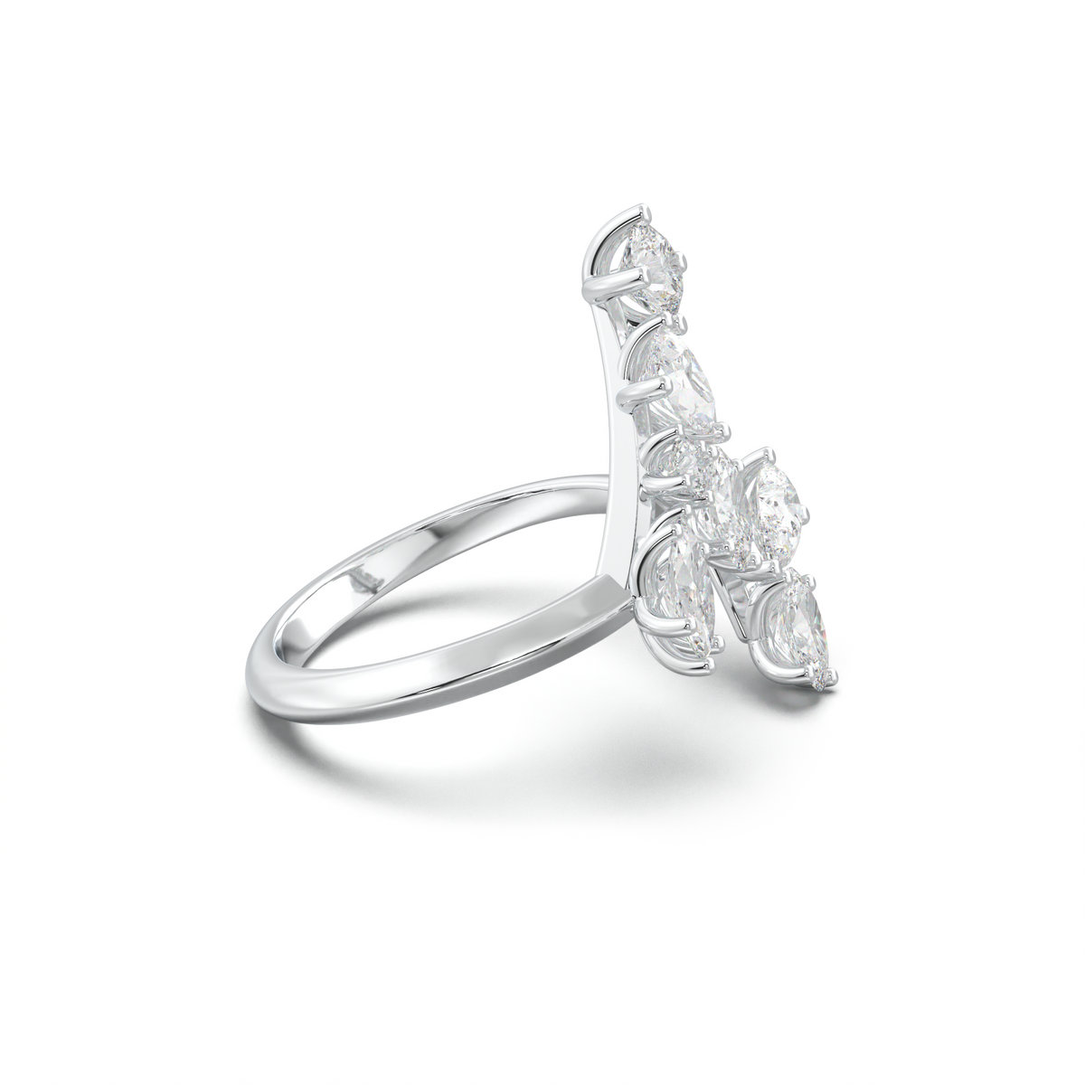 Asymmetric Mixed-Shape Diamond & Peridot Ring