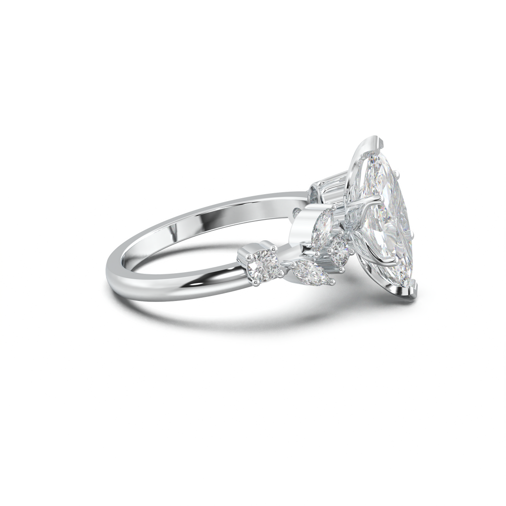 Marquise Mixed Side-Stone Engagement Ring