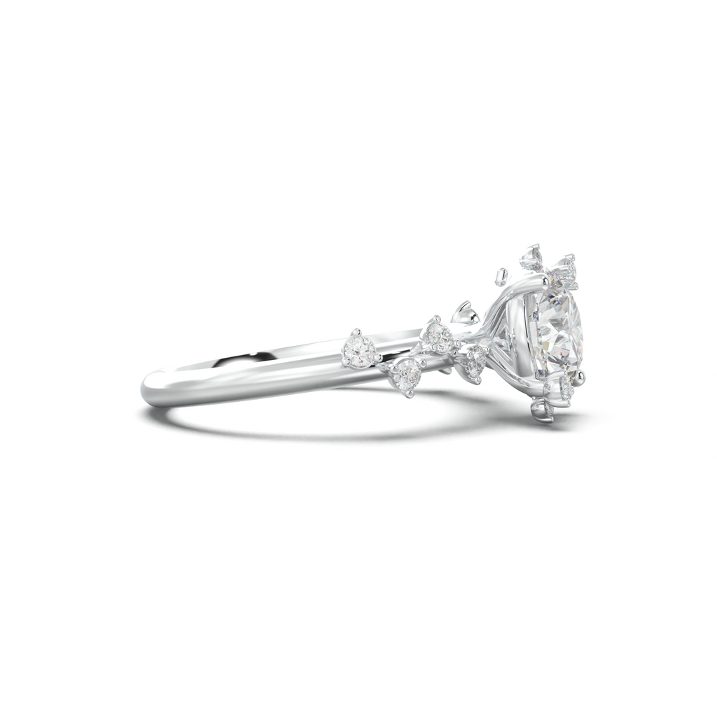 Round Botanical Accent Engagement Ring