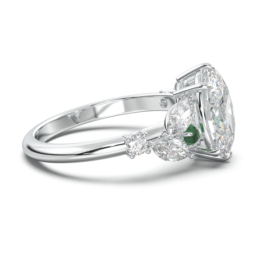 Oval Marquise-Accent Engagement Ring