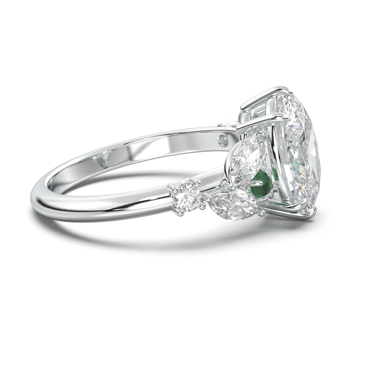 Oval Marquise-Accent Engagement Ring