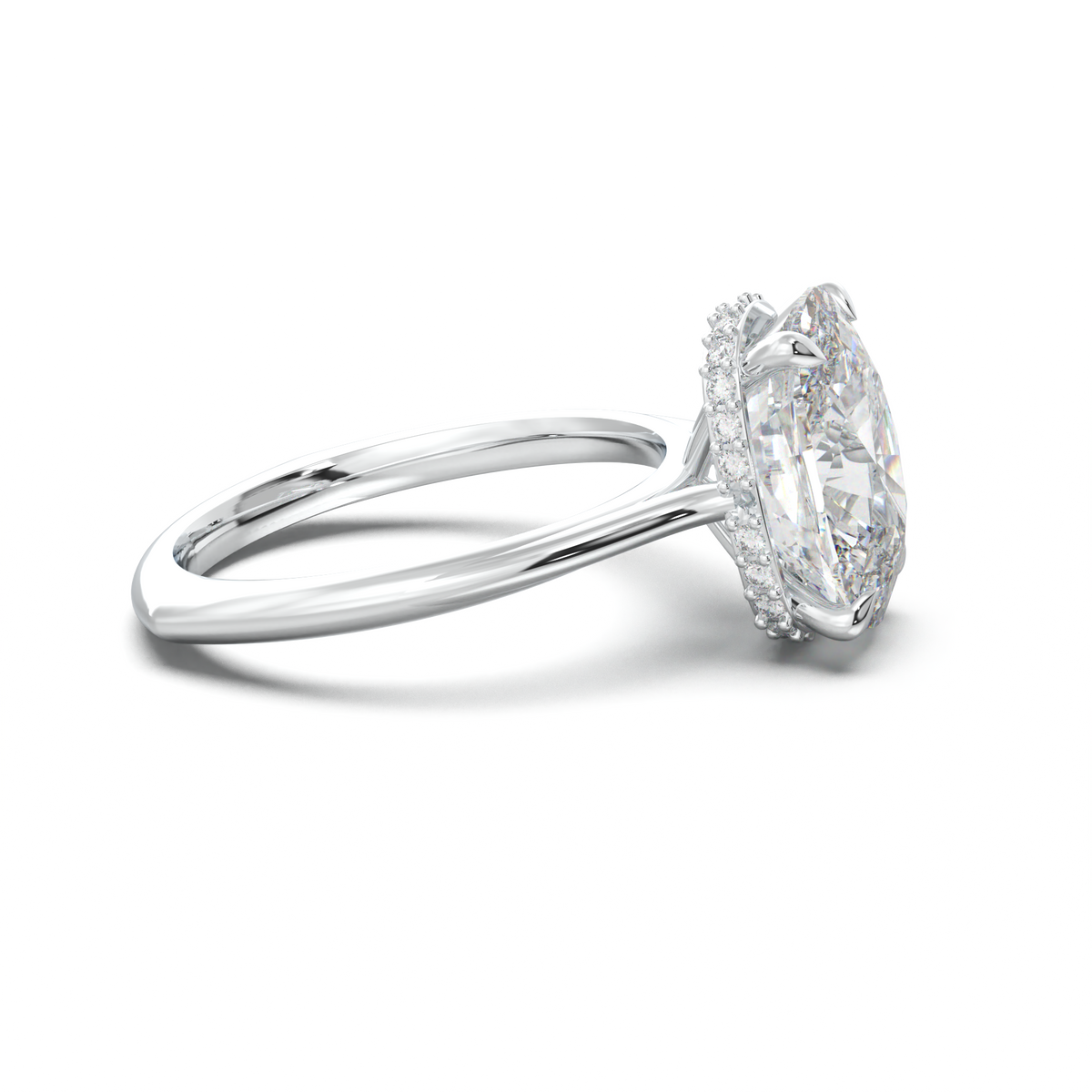 Cushion Hidden Halo Engagement Ring