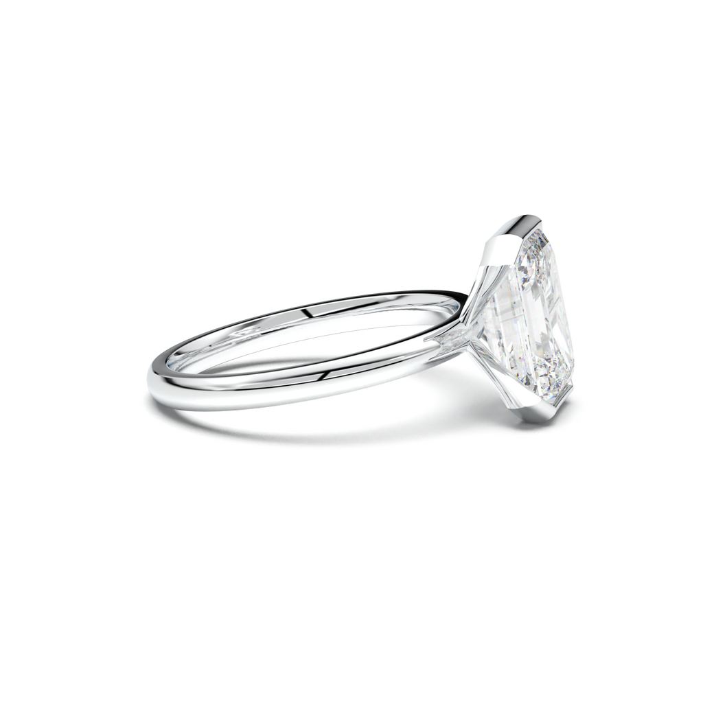 Emerald Cut Half-Bezel Engagement Ring