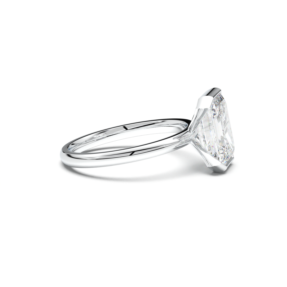 Emerald Cut Half-Bezel Engagement Ring