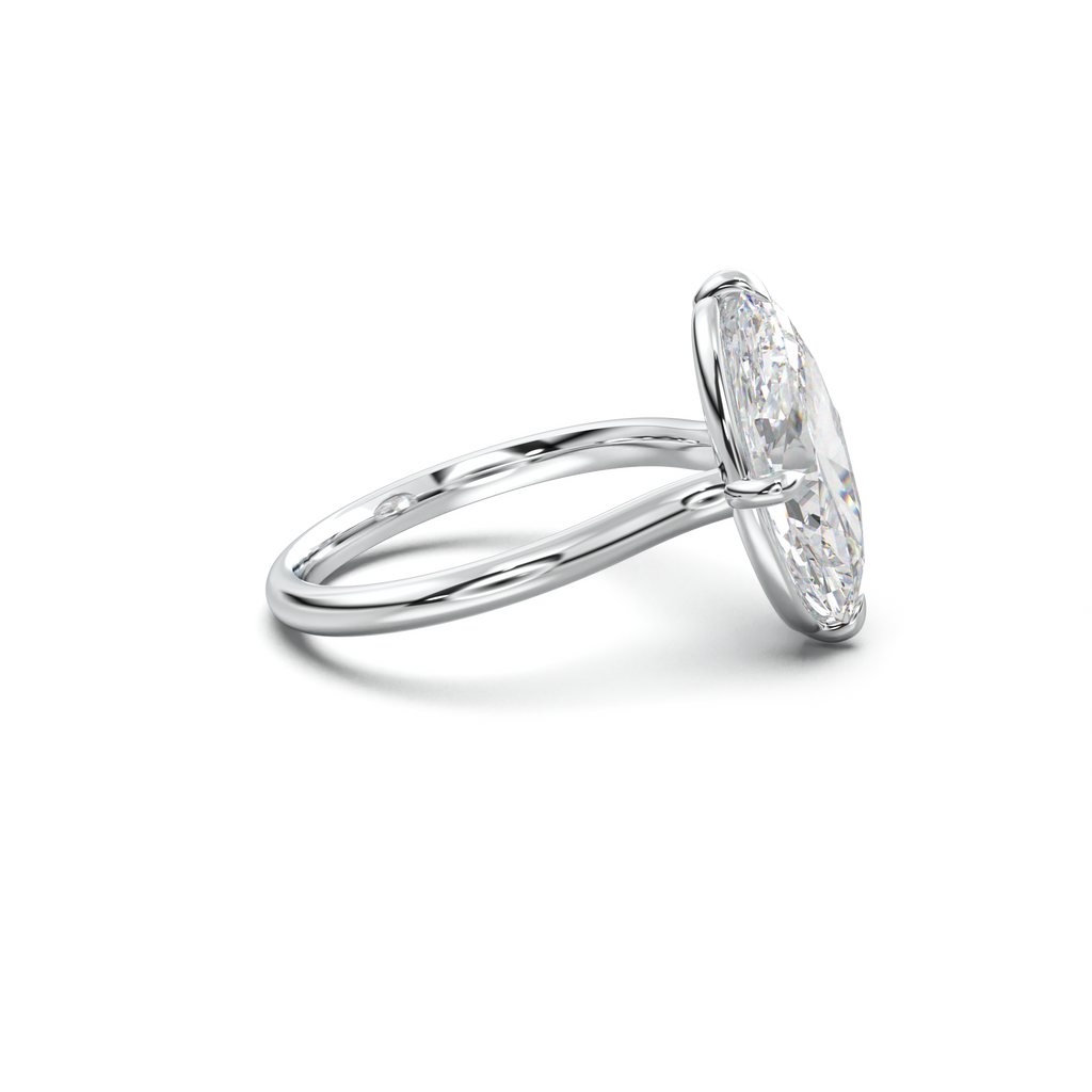Elongated Moval Solitaire Engagement Ring