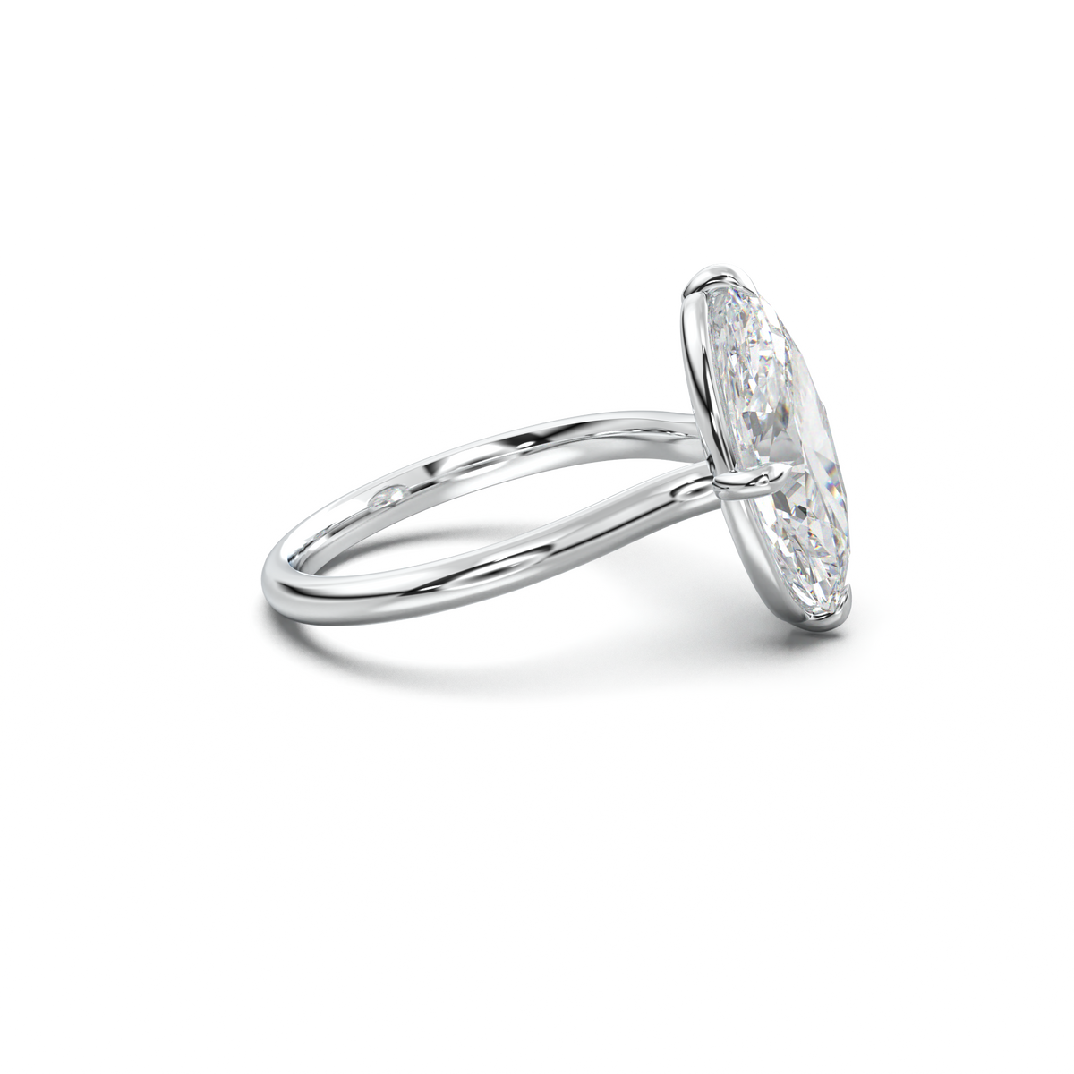 Elongated Moval Solitaire Engagement Ring