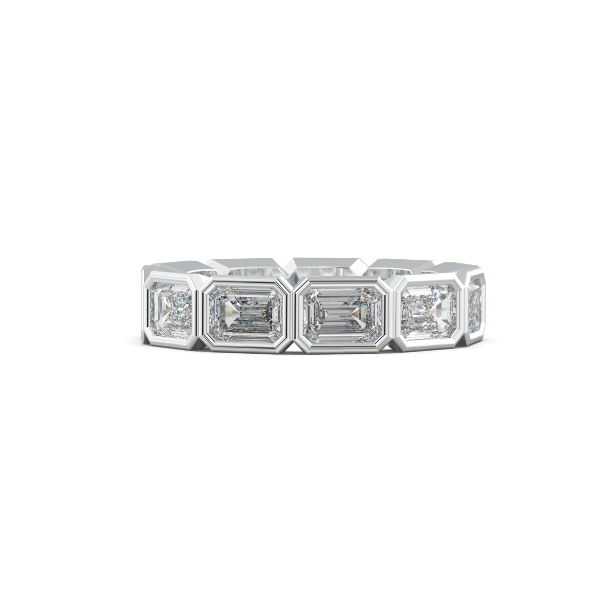 Emerald-Cut Bezel-Style Eternity Wedding Band