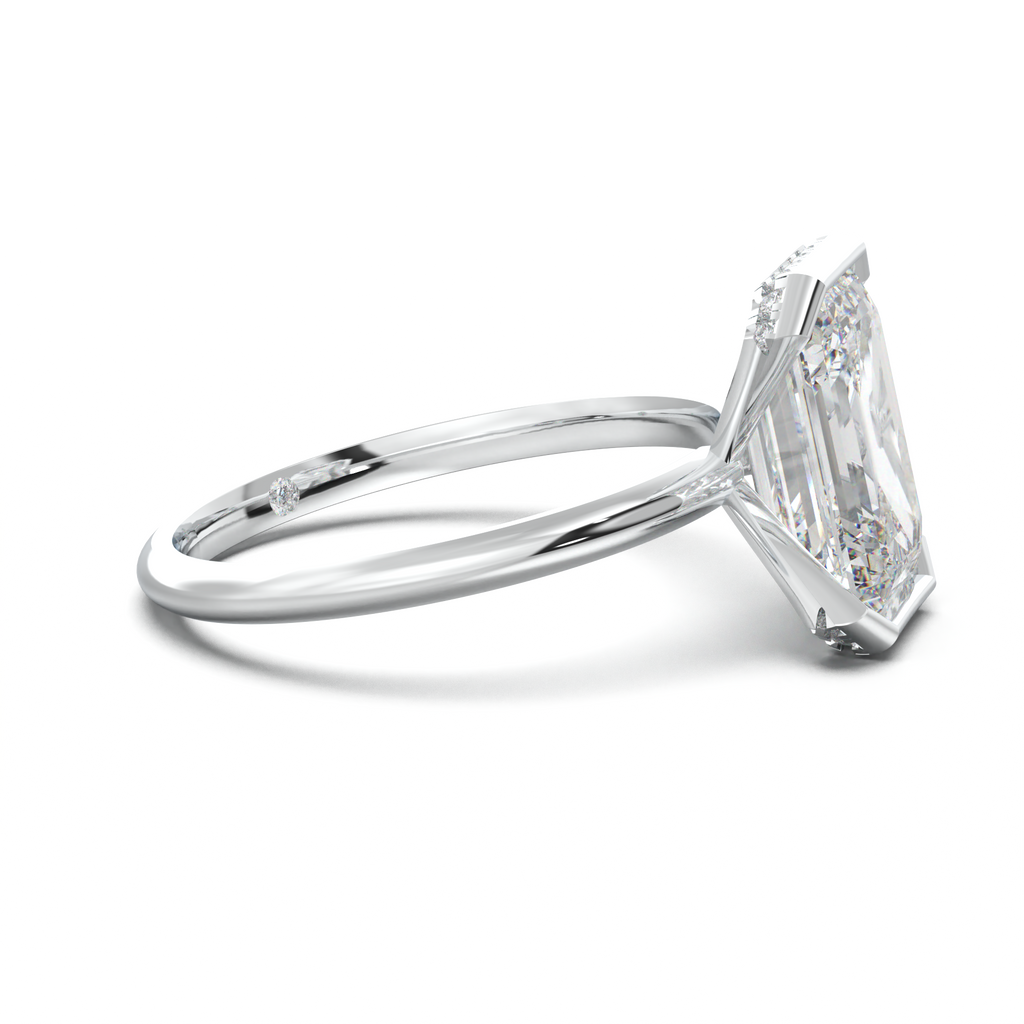 Emerald Hidden Halo Engagement Ring