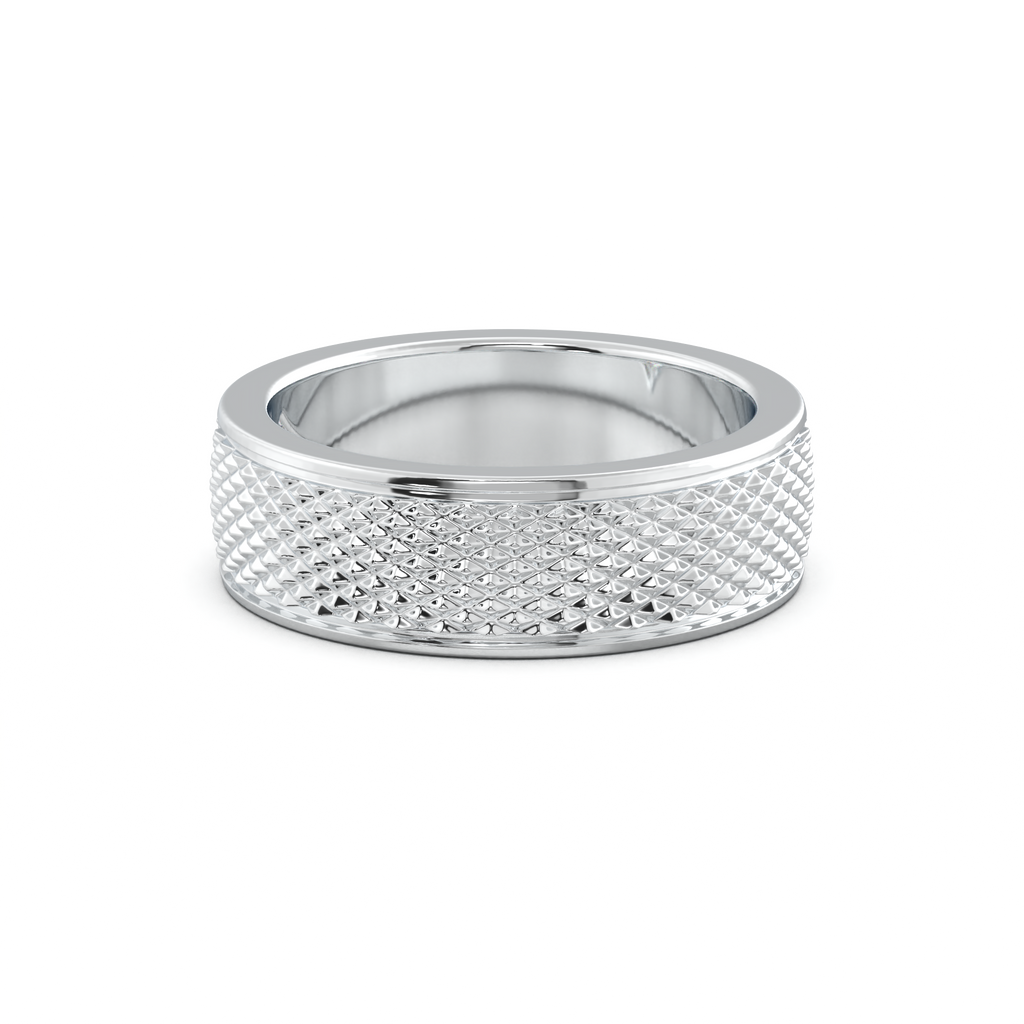 Diamond-Cut Textured Men's Wedding Band