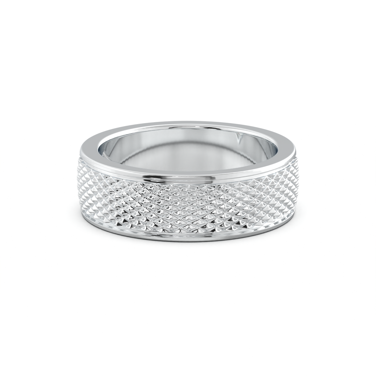 Diamond-Cut Textured Men's Wedding Band