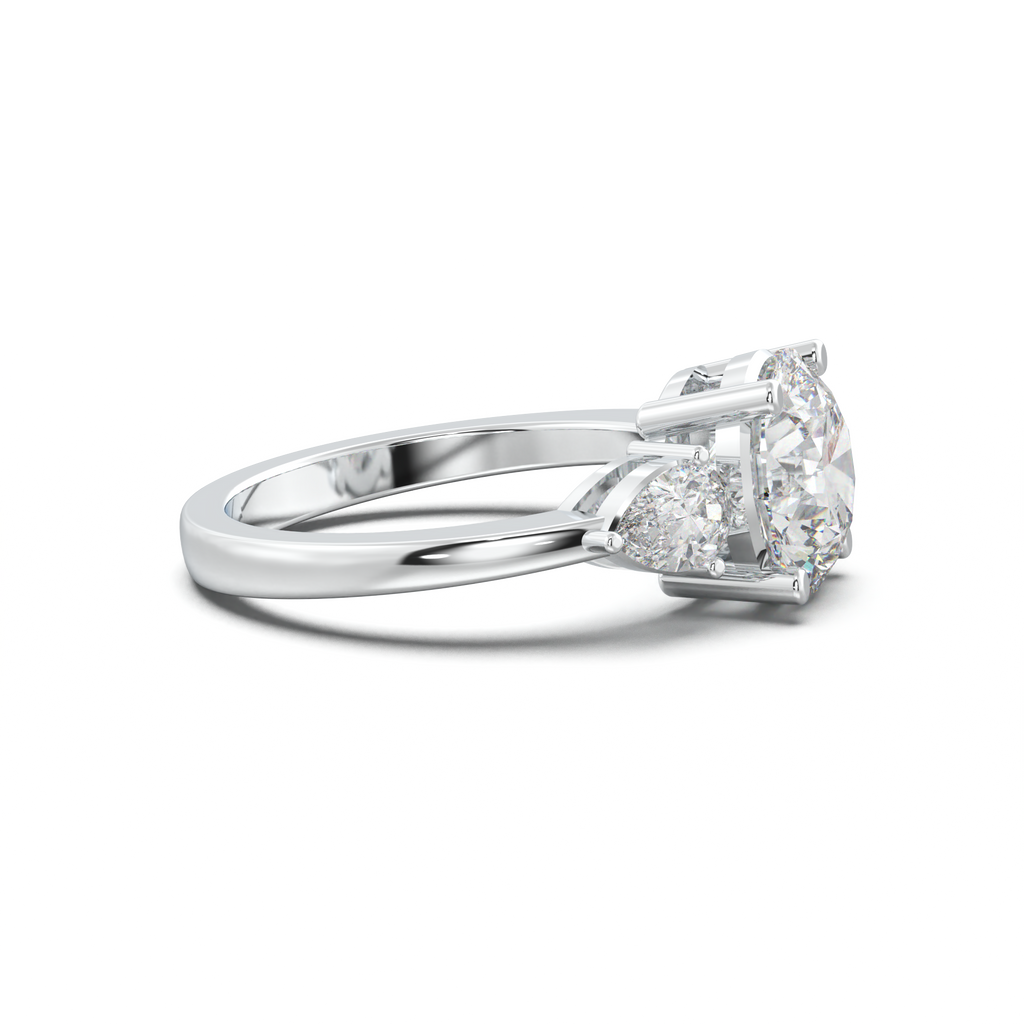 Round Pear Three-Stone Engagement Ring