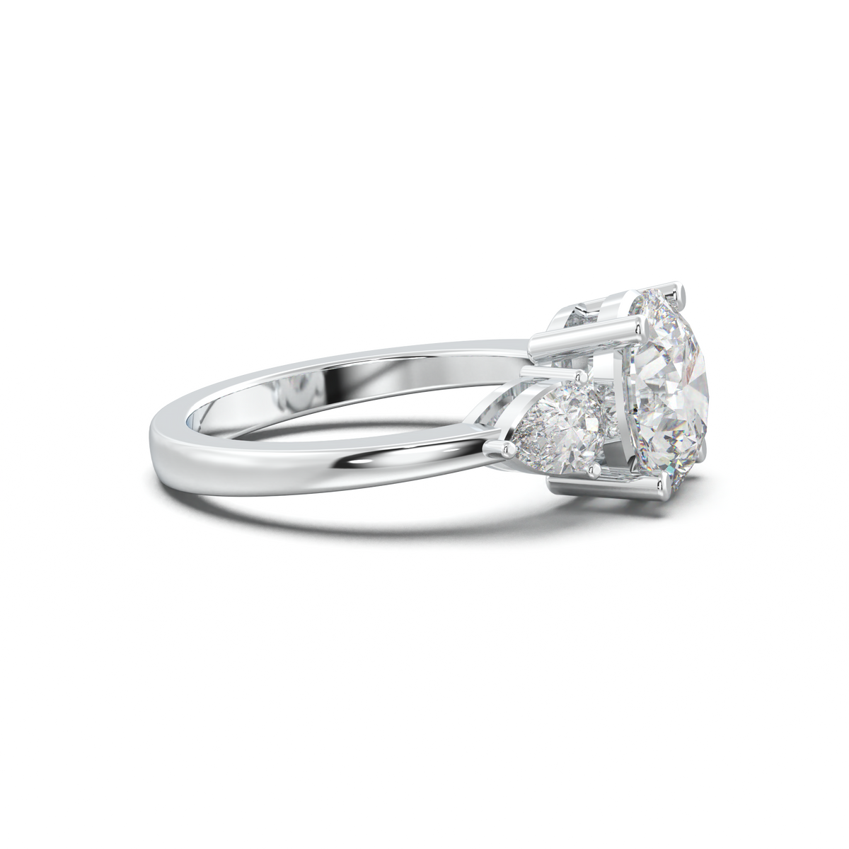 Round Pear Three-Stone Engagement Ring