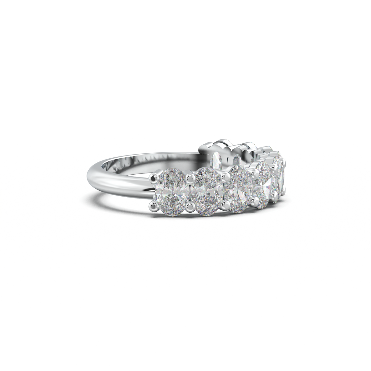 Nine-Oval Half-Eternity Wedding Band