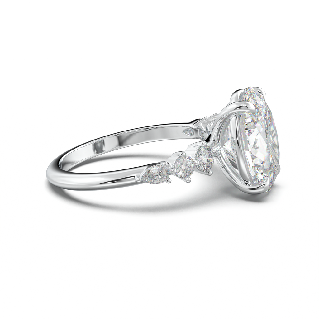 Oval Pear-Accent Engagement Ring