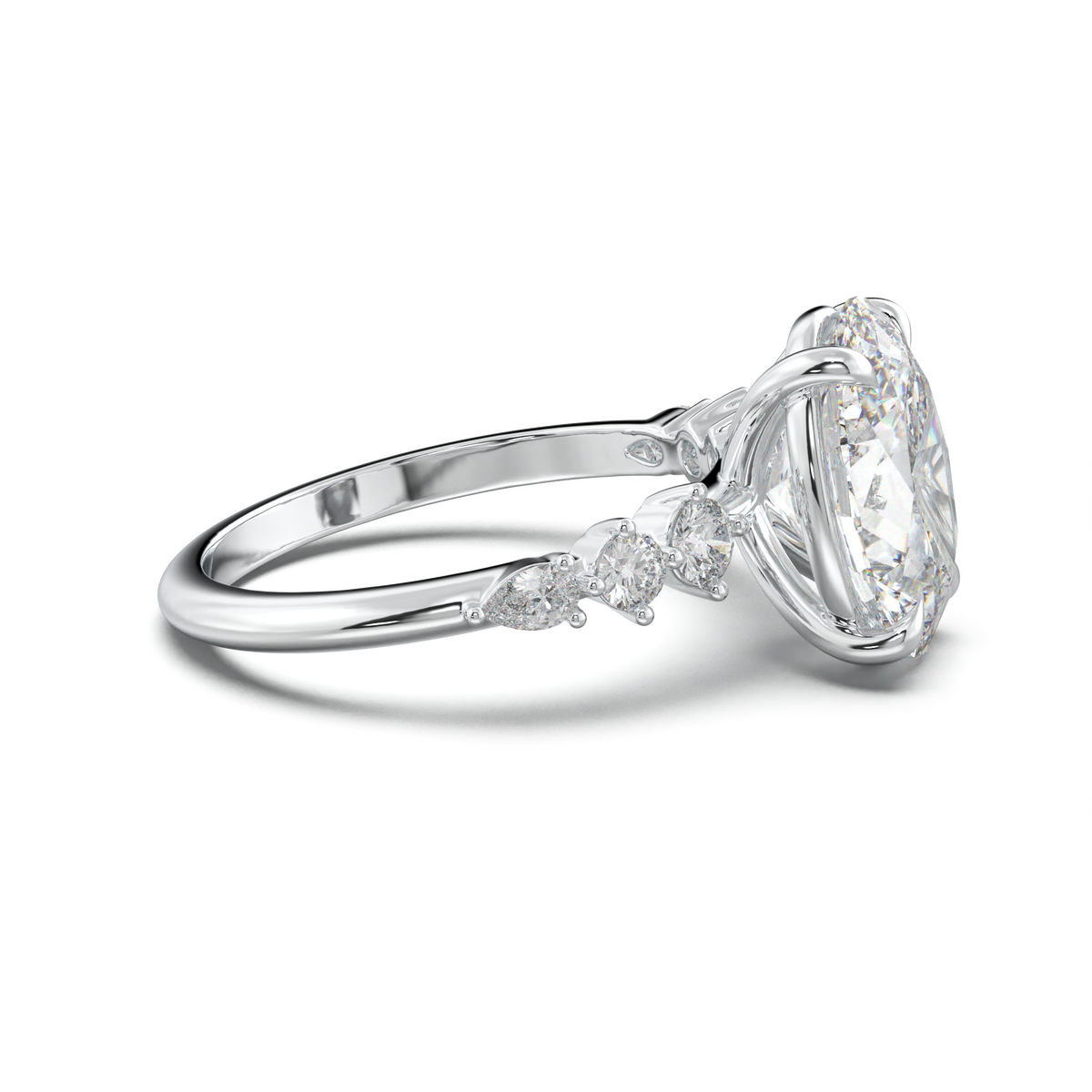 Oval Pear-Accent Engagement Ring