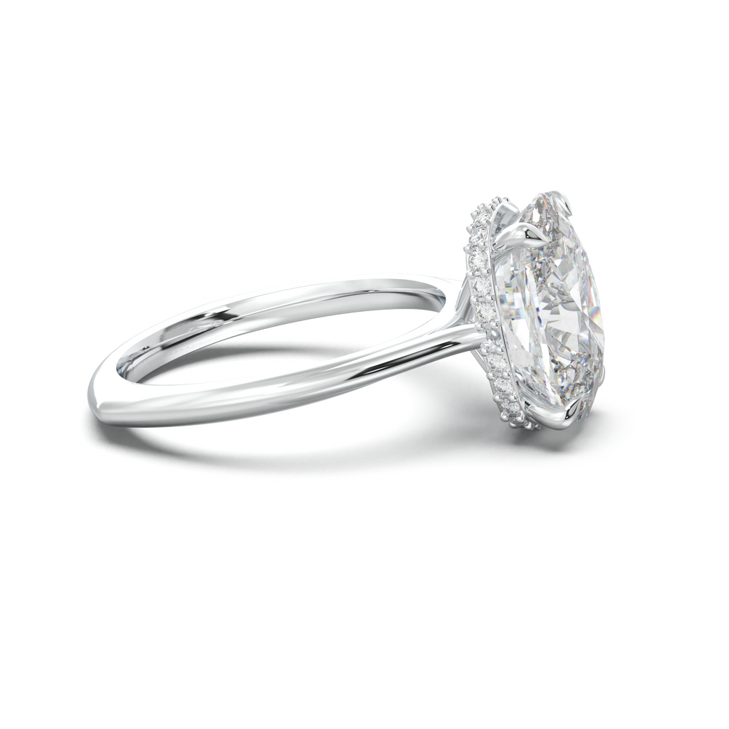 Cushion Hidden Halo Engagement Ring