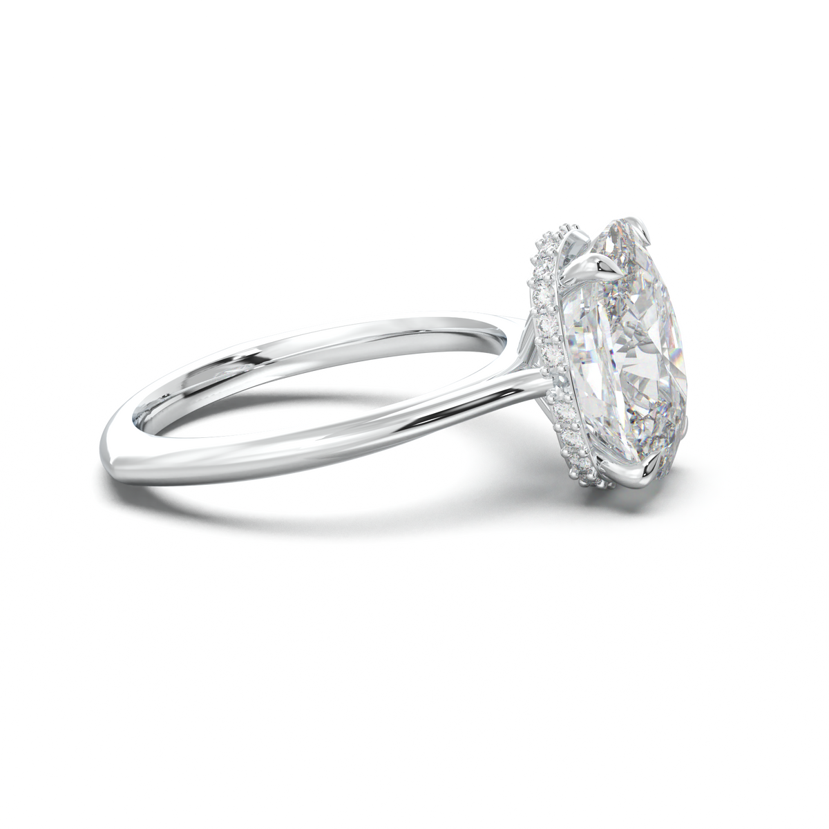 Cushion Hidden Halo Engagement Ring