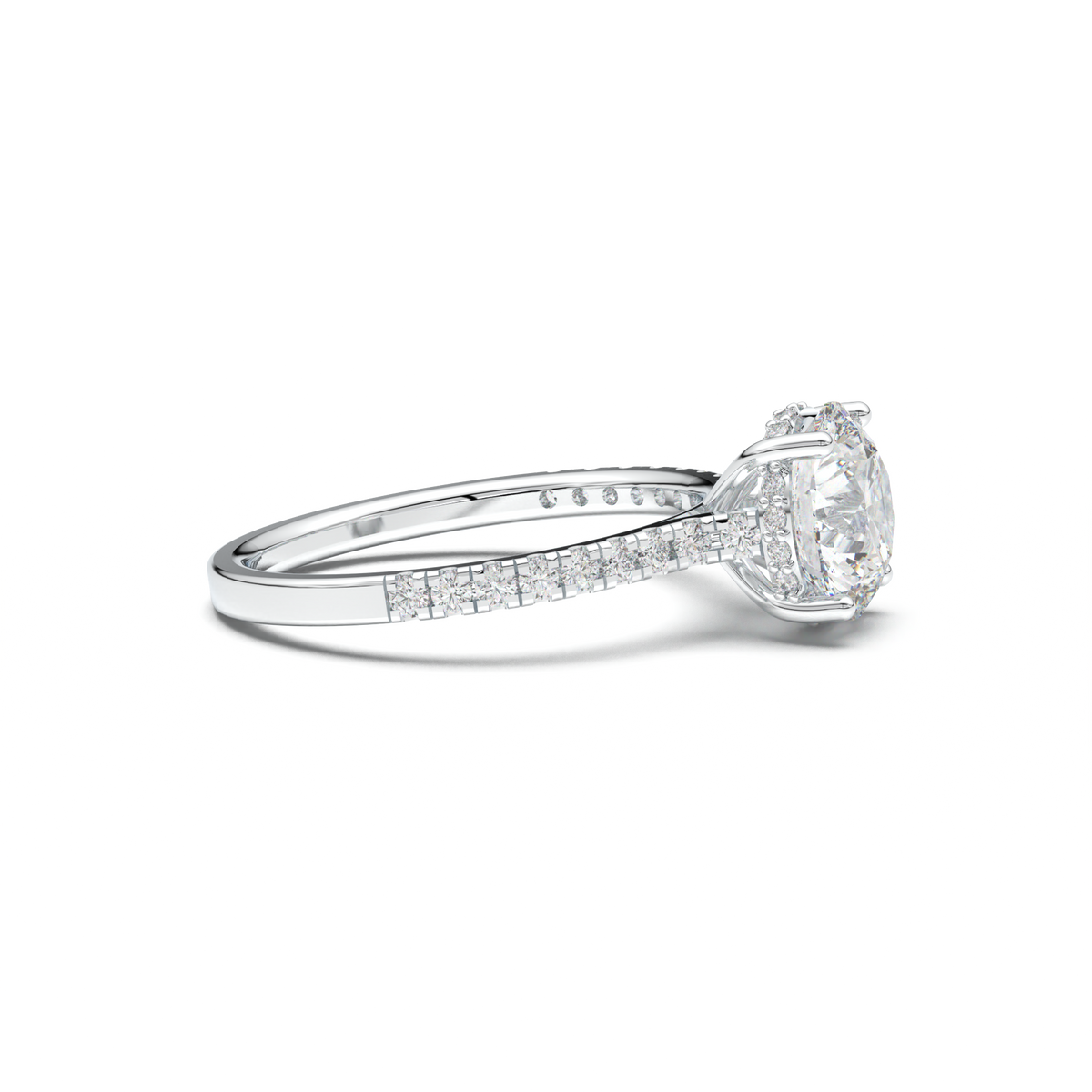 Round Pavé Engagement Ring