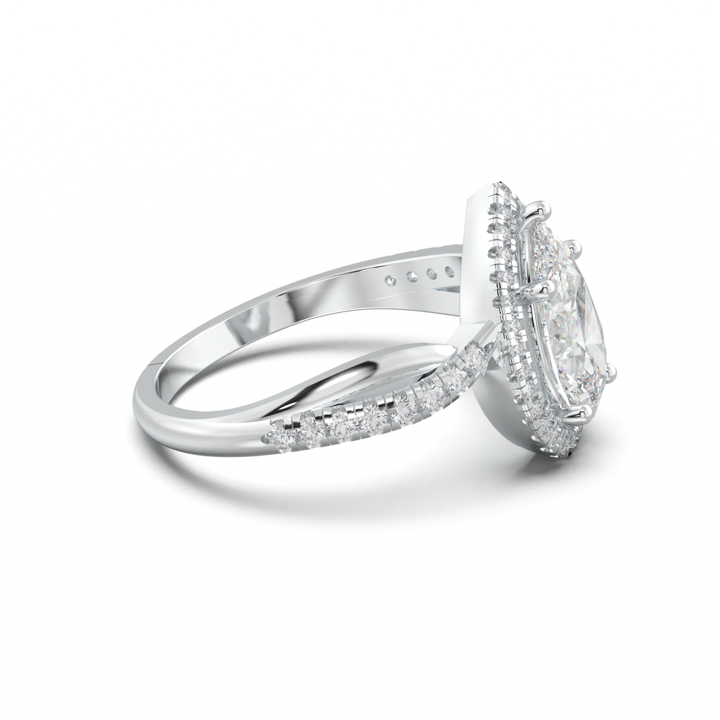 Pear Halo Twisted Pavé Engagement Ring