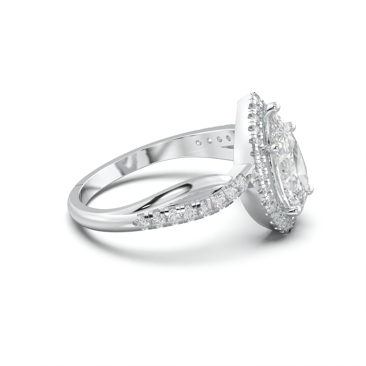 Pear Halo Twisted Pavé Engagement Ring