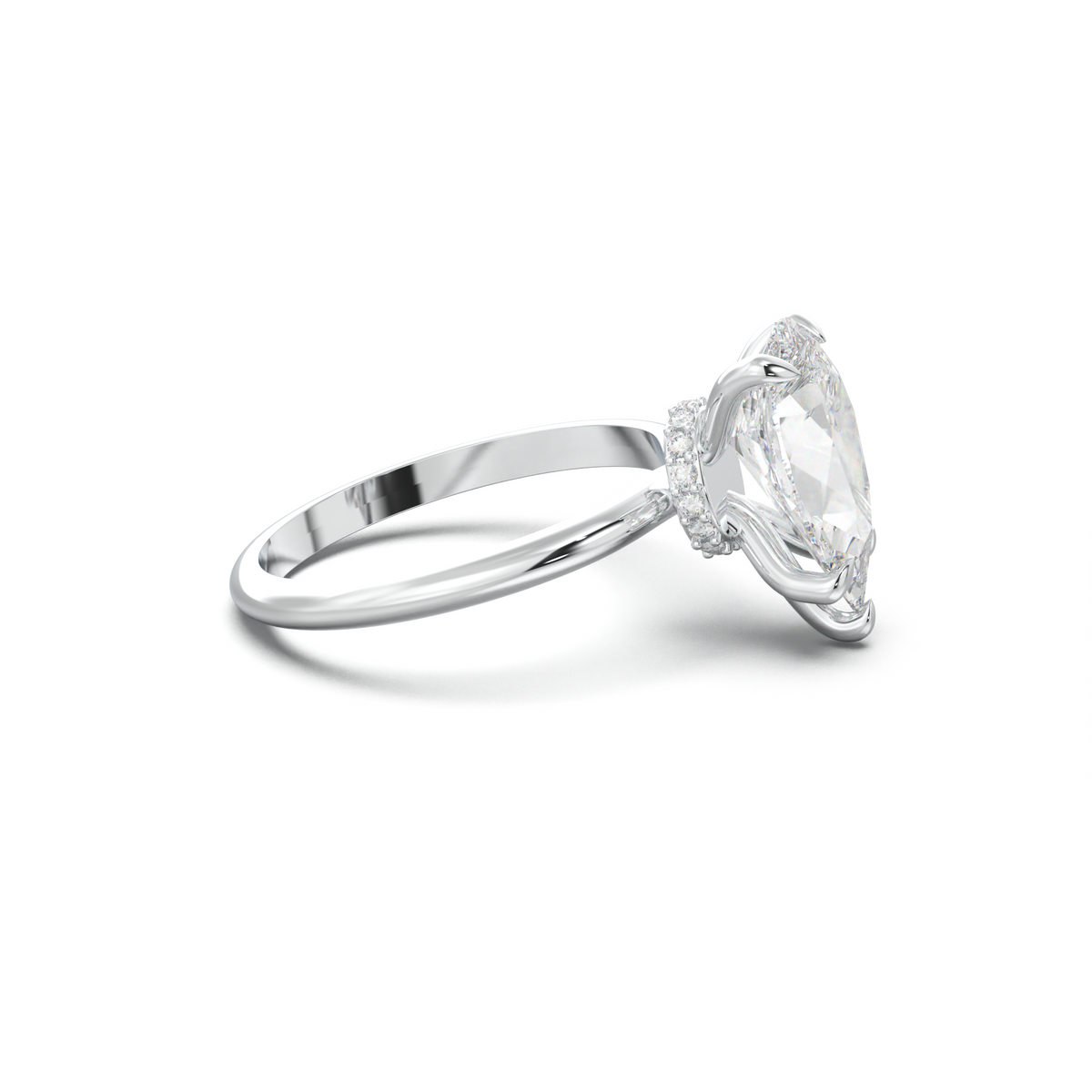 Pear Hidden Halo Engagement Ring