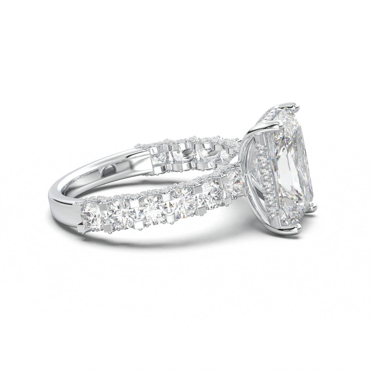 Radiant Diamond Band Engagement Ring