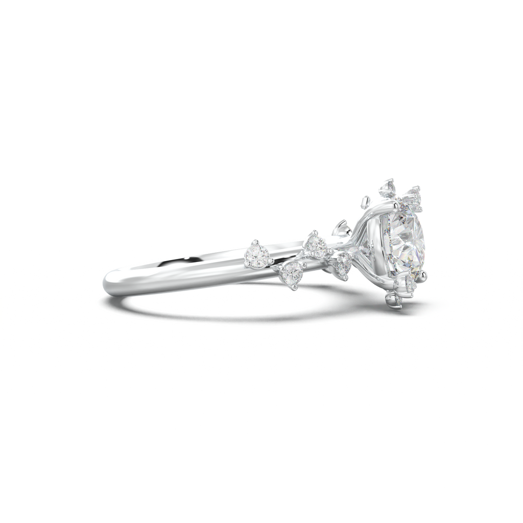 Round Botanical Accent Engagement Ring