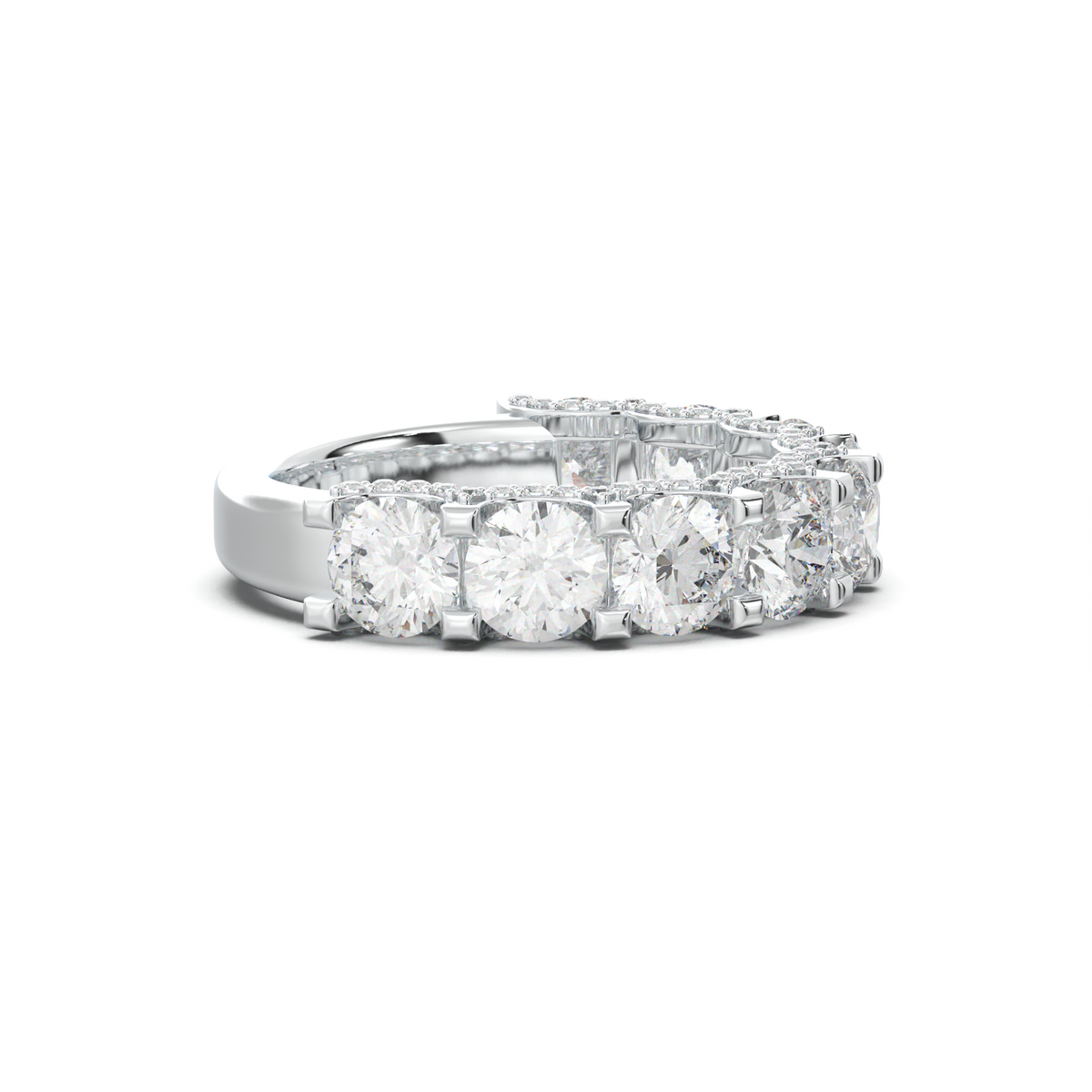 Round Diamond Pavé-Edge Wedding Band