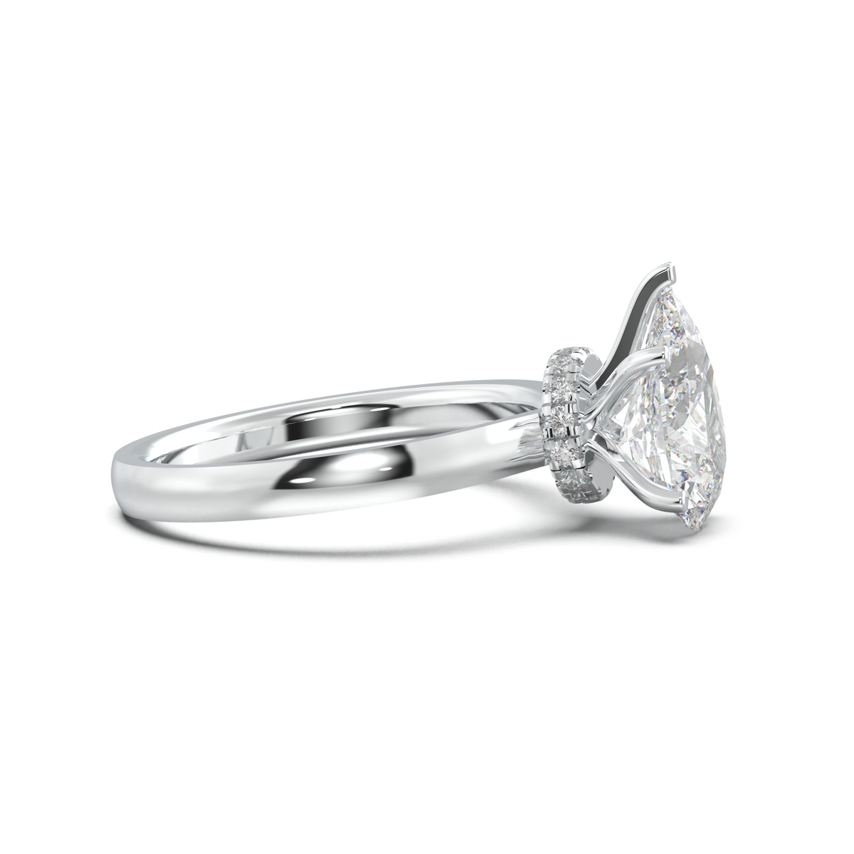 Pear Hidden Halo Engagement Ring