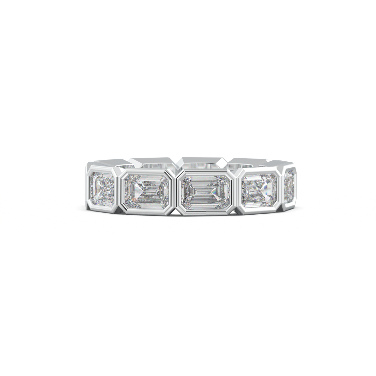 Emerald-Cut Bezel-Style Eternity Wedding Band