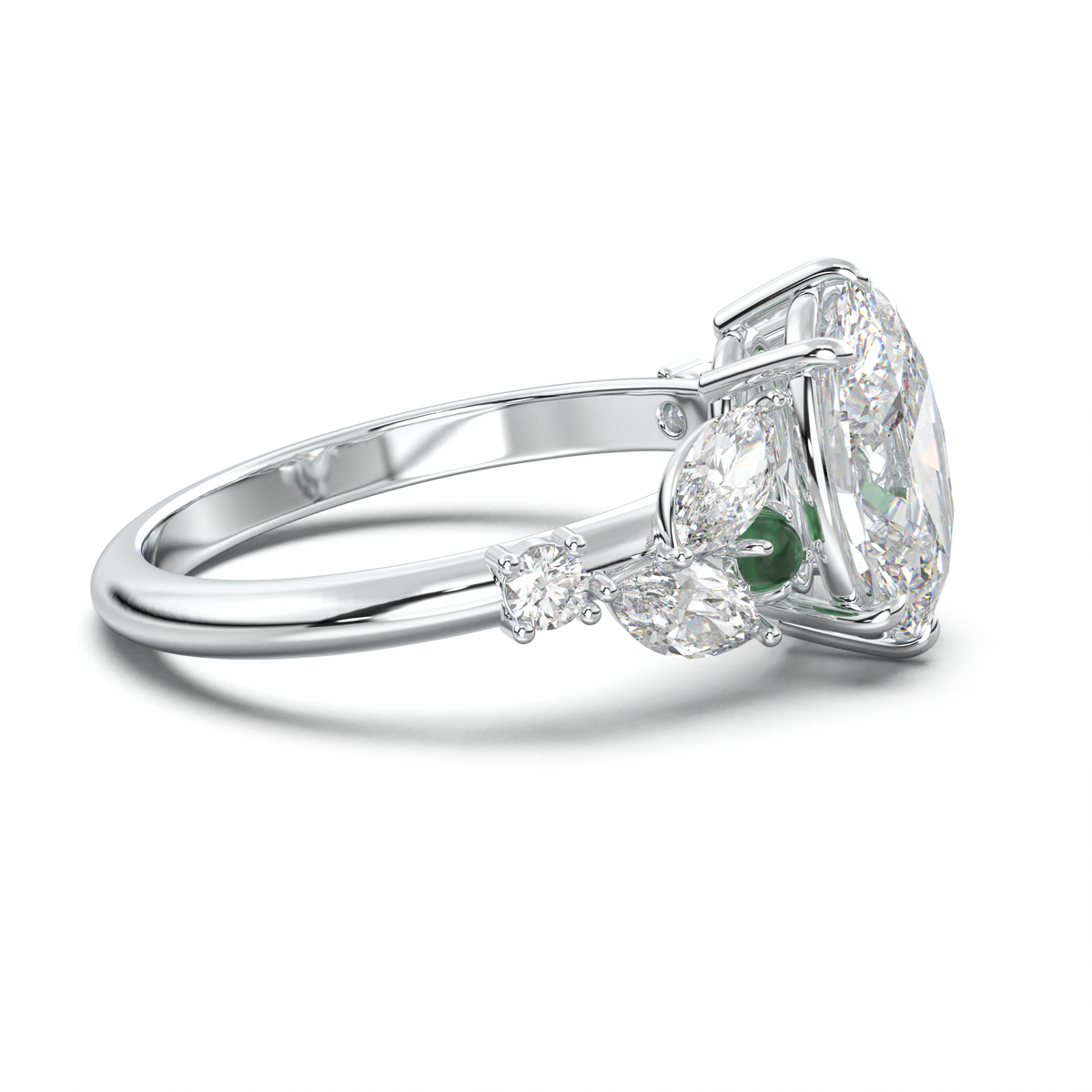 Oval Marquise-Accent Engagement Ring
