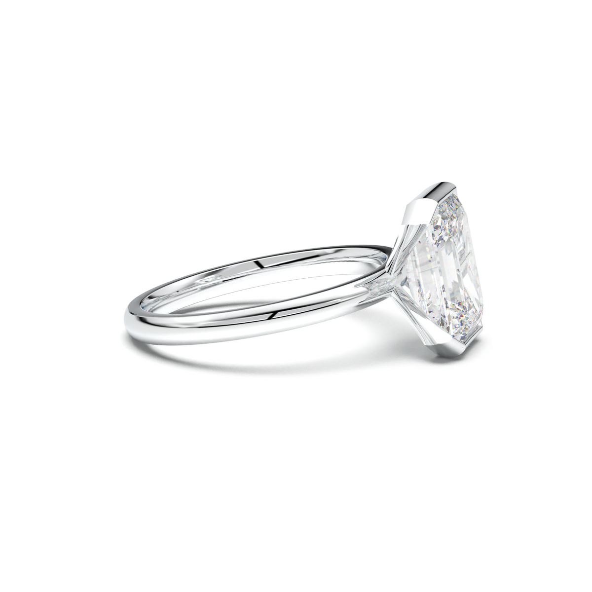 Emerald Cut Half-Bezel Engagement Ring