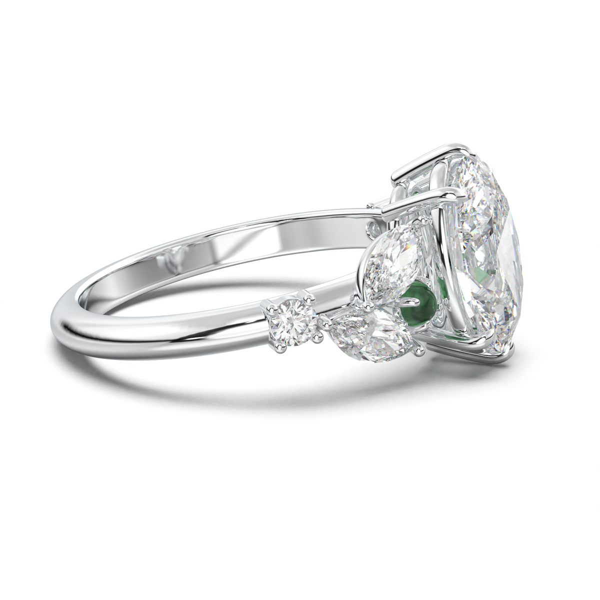 Oval Marquise-Accent Engagement Ring
