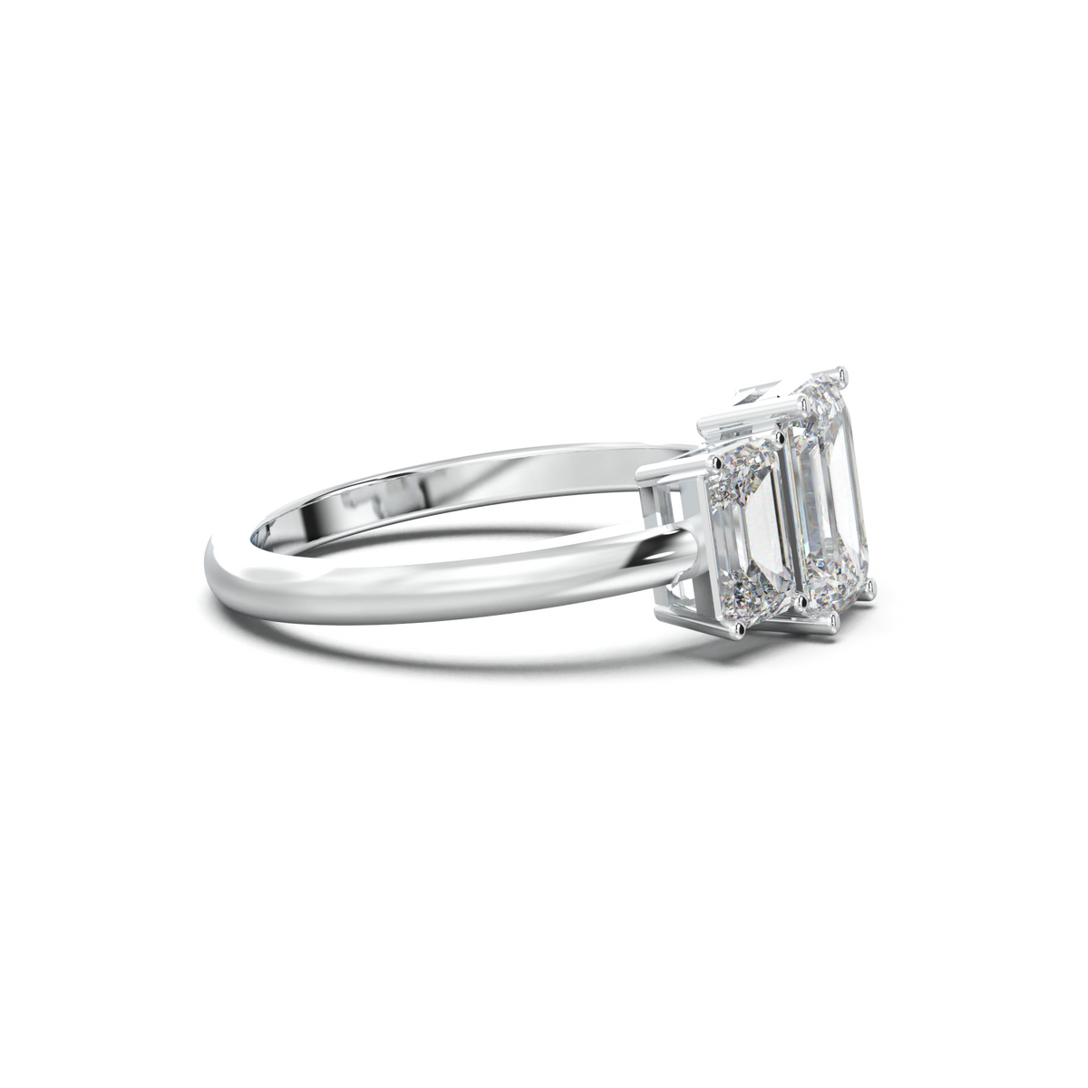 Emerald Three-Stone Engagement Ring